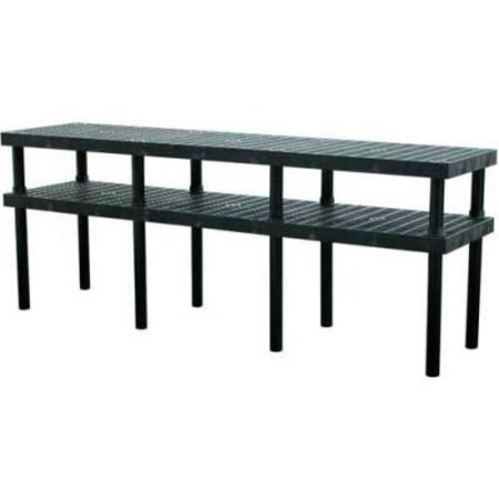 VESTIL Plastic Workbench w/ Grid Top, 96"W x 24"D, Black WBT-G-9624